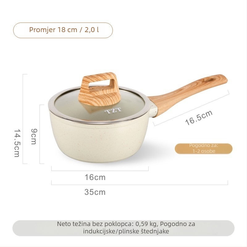 Maifan kamen mlijeko lonac, neprijanjajući, mali lonac za dječju hranu, kuhanje mlijeka i rezanaca, mini lončić za jednu porciju