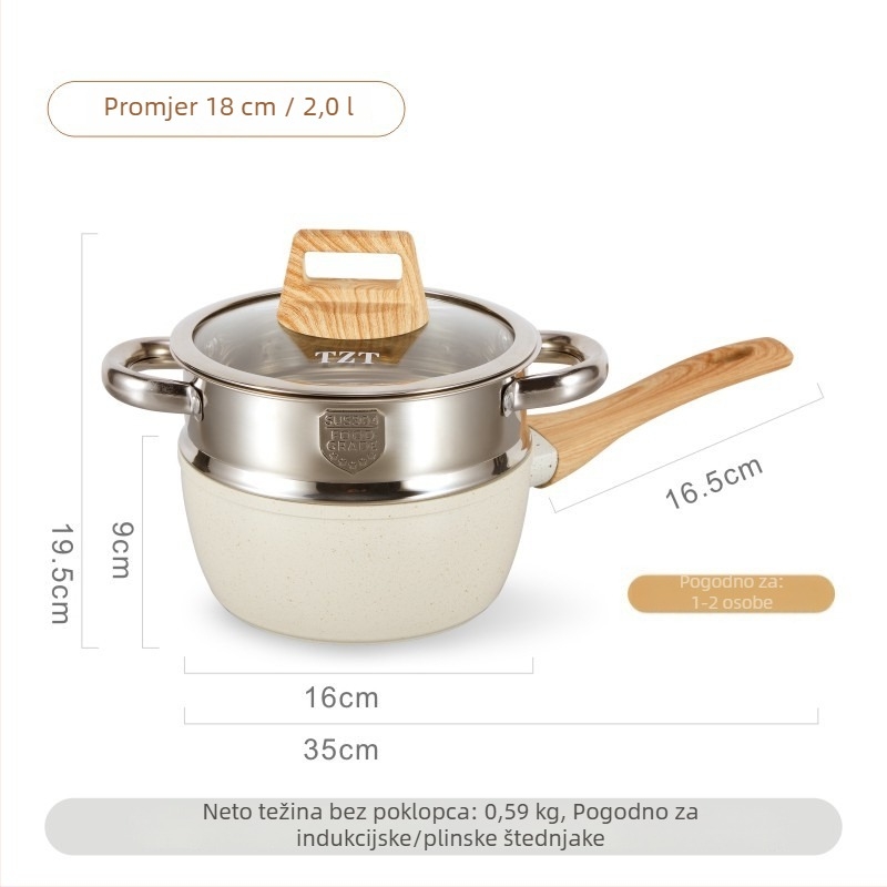 Maifan kamen mlijeko lonac, neprijanjajući, mali lonac za dječju hranu, kuhanje mlijeka i rezanaca, mini lončić za jednu porciju