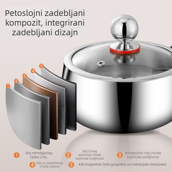 304 nehrđajući čelik – lonac za mlijeko za kućnu uporabu, kompatibilan s indukcijskim pločama, mali parni lonac, bez premazivanja, debelo dno za hranu za bebe i instant rezance