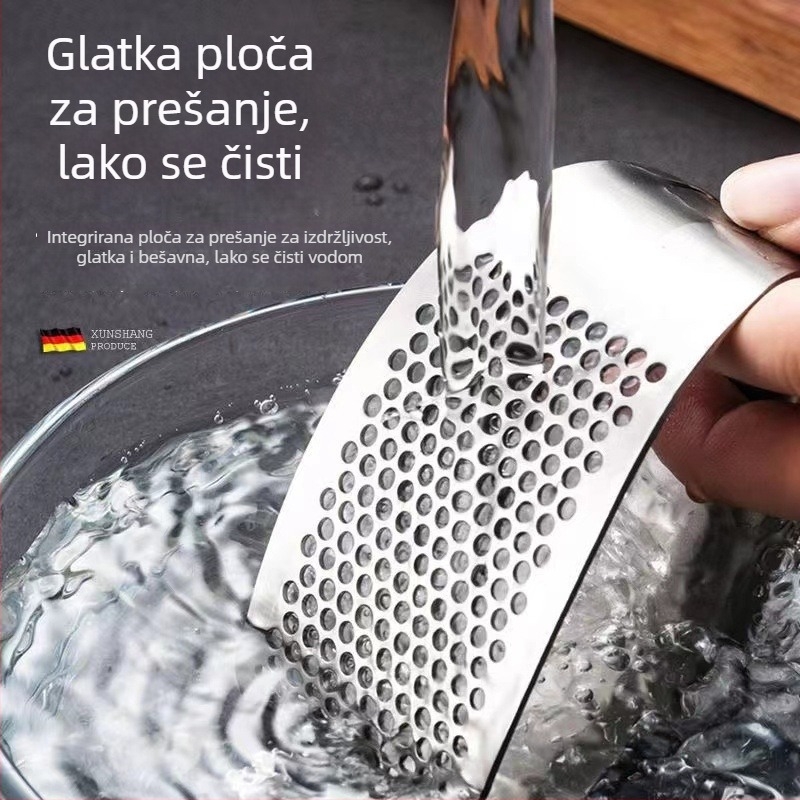 Lis za češnjak od nehrđajućeg čelika, prstenasti dizajn, ručni zdrobivač za đumbir i češnjak
