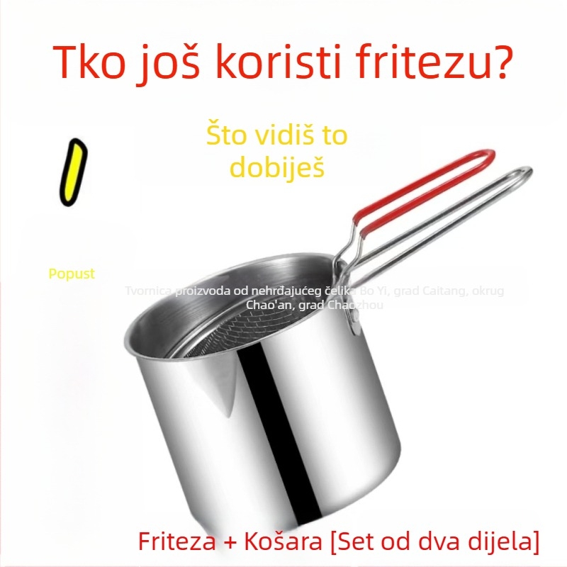 Friteza od nehrđajućeg čelika 304/316 s košarom za prženje i filtrima, štednja ulja, čvrst dizajn i višenamjenska