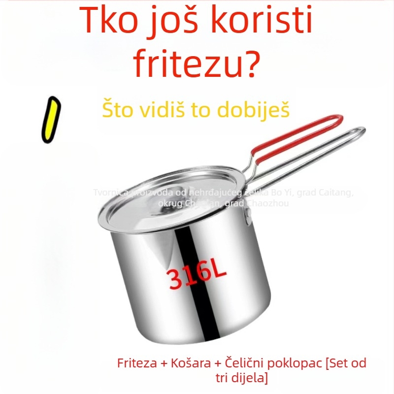 Friteza od nehrđajućeg čelika 304/316 s košarom za prženje i filtrima, štednja ulja, čvrst dizajn i višenamjenska