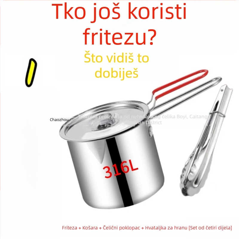 Friteza od nehrđajućeg čelika 304/316 s košarom za prženje i filtrima, štednja ulja, čvrst dizajn i višenamjenska