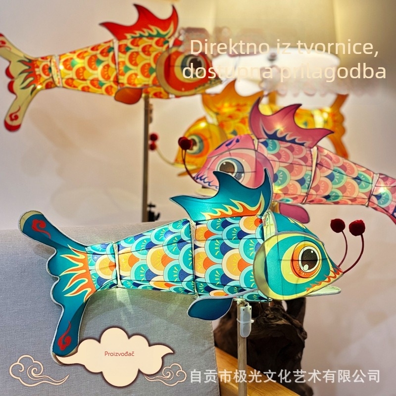 Ručni lampion u forme ribe, 30 cm, ručna izrada, za festival lampiona, Festival Mjeseca i Dan državnosti, DIY plesno izvođenje, drevni stil