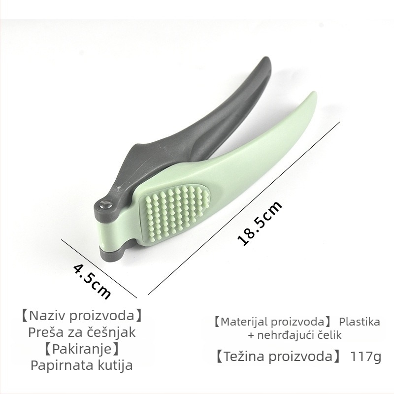 Ručna presnica za češnjak – prenosni kuhinjski alat za drobljenje češnjaka, od nehrđajućeg čelika i plastike