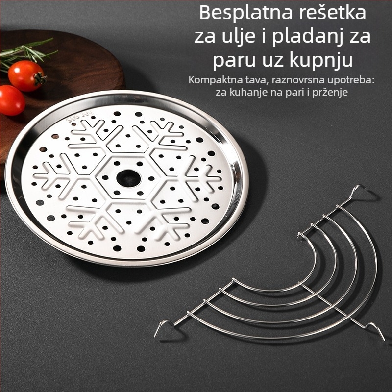 Mini wok za jednu osobu od nehrđajućeg čelika 316, s neprijanjajućim premazom i staklenim poklopcem — kompaktni višenamjenski wok za kućnu upotrebu