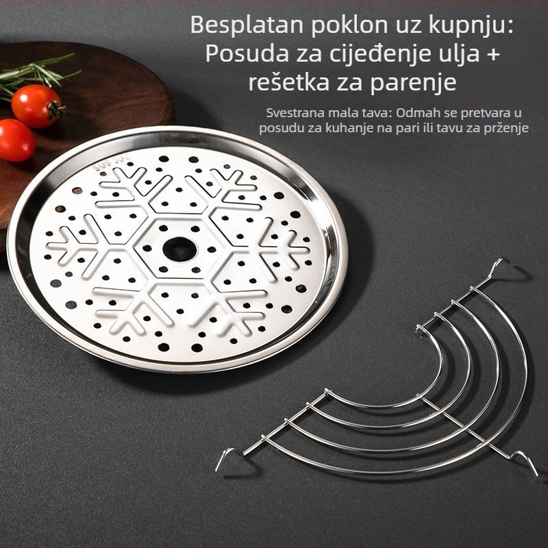 Mini wok za jednu osobu od nehrđajućeg čelika 316, s neprijanjajućim premazom i staklenim poklopcem — kompaktni višenamjenski wok za kućnu upotrebu