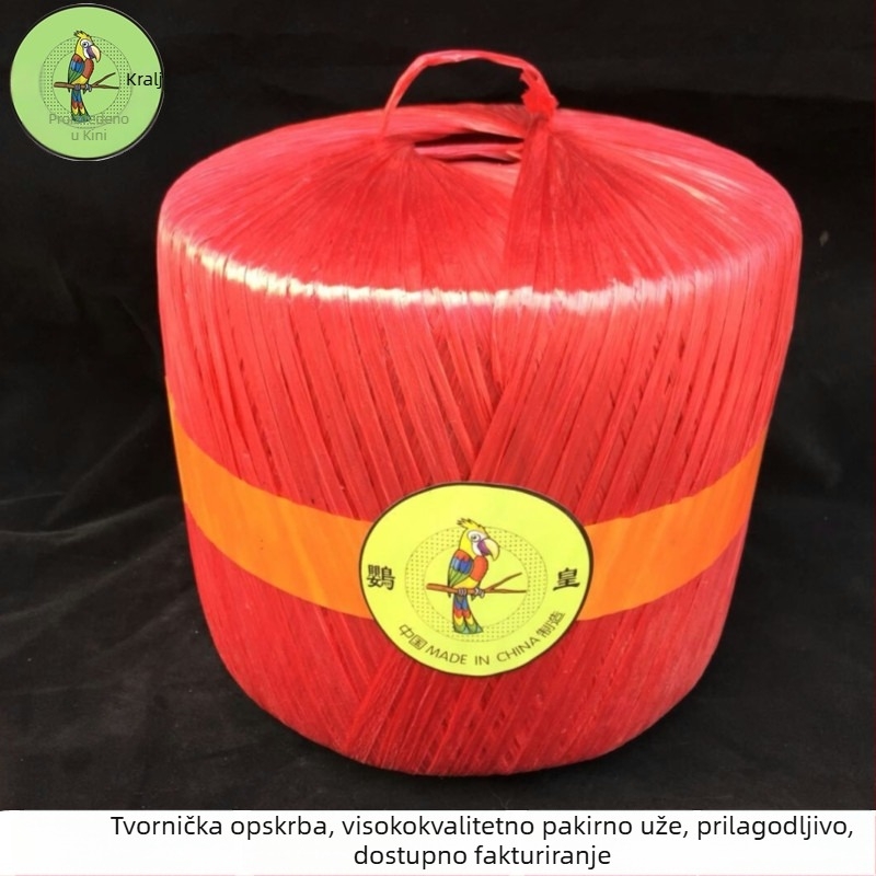 Crveno PP užad za pakiranje slamnatih kuglica, širina 4 cm, debljina 0.03 cm, marka Parrot King, 3 kg po roli