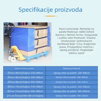 Paletni remeni od Oxford platna, 600D s webbingom, nosivost 246,9 kg, za pakiranje kartonskih kutija