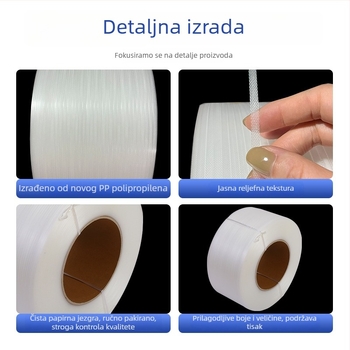 5 mm PP traka za vezivanje, potpuno automatska, prozirno-šarena traka za pakiranje za laganu industrijsku upotrebu