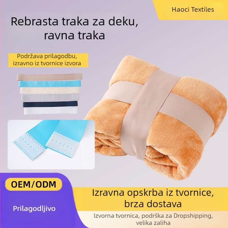 Poliester ravna tkanina traka s prilagođenim logotipom za pakiranje darova i kaiševe za kućnu odjeću
