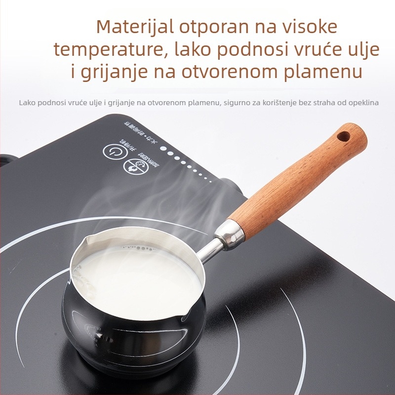 304 nehrđajući čelik, mali lonac za ulje s drvenom drškom, debeli mini tiganj za začinjavanje, bez premaza