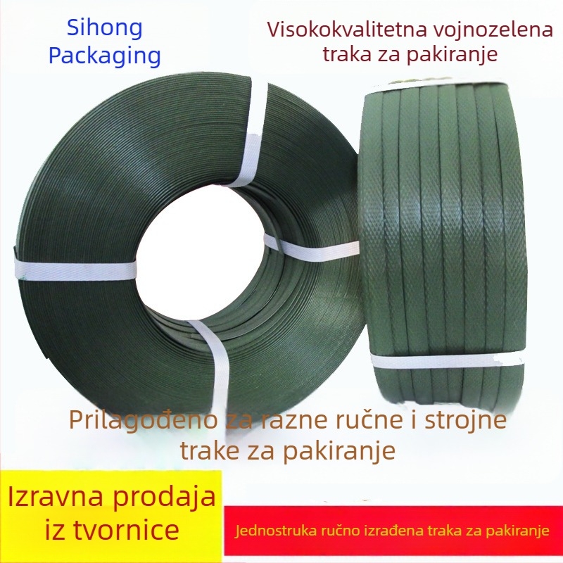 Paketna traka vojnozelene boje, PVC visokog otpora, 15 mm x 18 m, za zatvaranje kartona