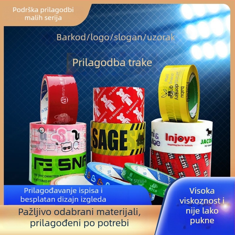 Prilagođena pakirna traka s logom i QR kodom, prozirna BOPP traka, 50 mm x 100 m, debljina 52 mm
