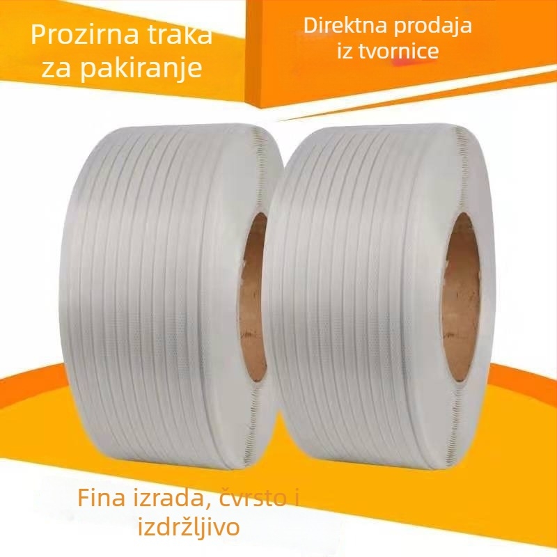 PP plastična traka za pakiranje kartonskih kutija — kompatibilna s poluautomatskim i potpuno automatskim strojem za toplinsko zavarivanje; visoka čvrstoća i izdržljivost