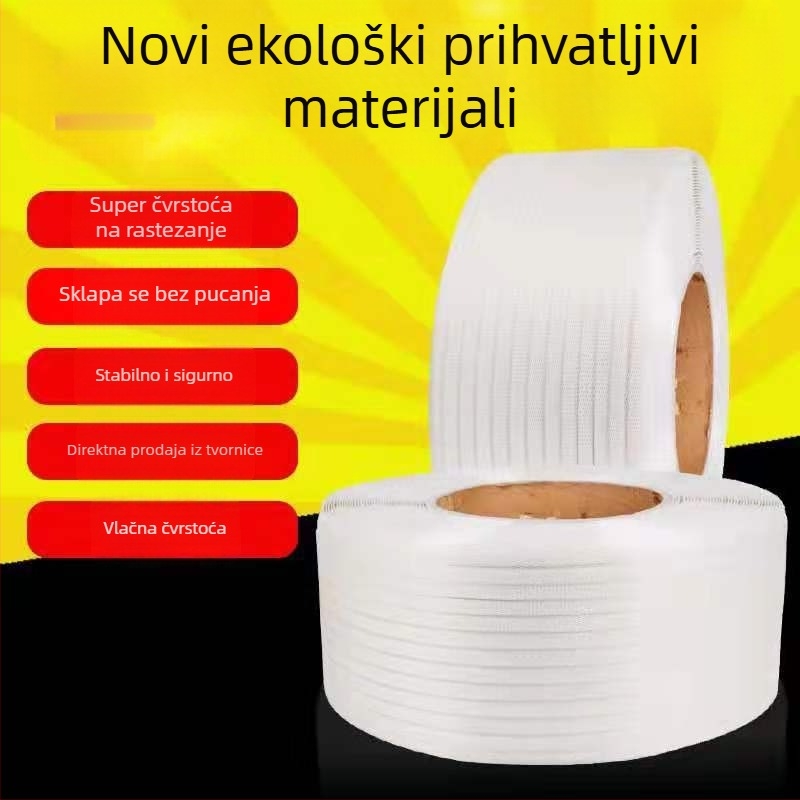 PP plastična traka za pakiranje kartonskih kutija — kompatibilna s poluautomatskim i potpuno automatskim strojem za toplinsko zavarivanje; visoka čvrstoća i izdržljivost