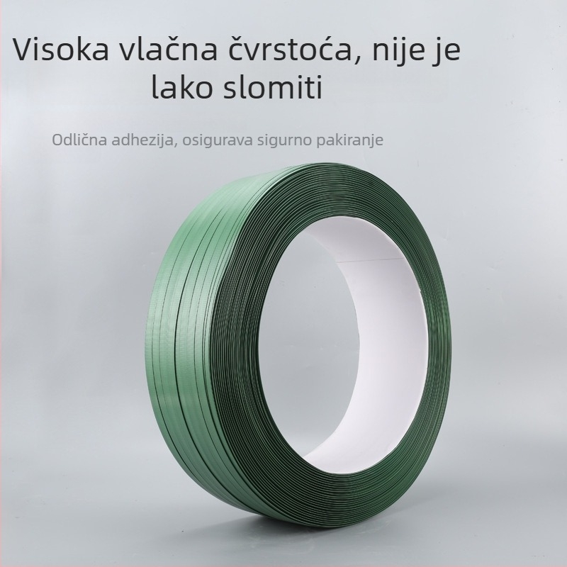 Zelena neprozračna plastično-čelična traka za pakiranje, traka za topljivo zatezanje drvenih kutija
