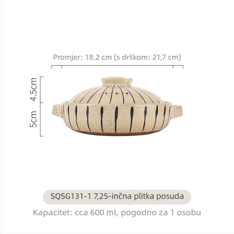 Ručna oslikana keramička kaserola u japanskom stilu, otporna na visoke temperature, pogodna za plinski štednjak, kapacitet 2,1–3 L, za juhe i rižu