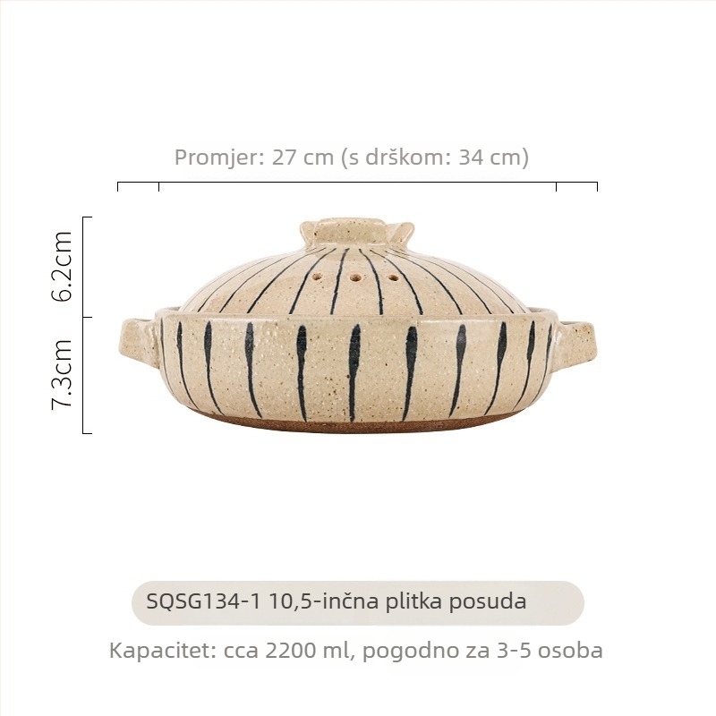 Ručna oslikana keramička kaserola u japanskom stilu, otporna na visoke temperature, pogodna za plinski štednjak, kapacitet 2,1–3 L, za juhe i rižu