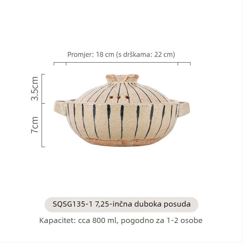 Ručna oslikana keramička kaserola u japanskom stilu, otporna na visoke temperature, pogodna za plinski štednjak, kapacitet 2,1–3 L, za juhe i rižu