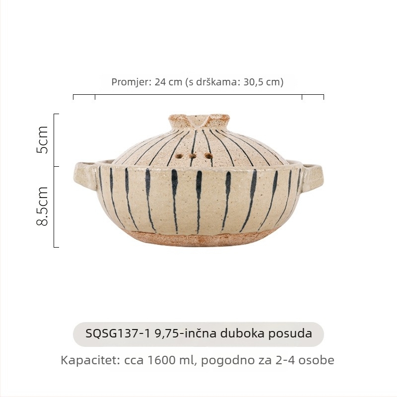 Ručna oslikana keramička kaserola u japanskom stilu, otporna na visoke temperature, pogodna za plinski štednjak, kapacitet 2,1–3 L, za juhe i rižu