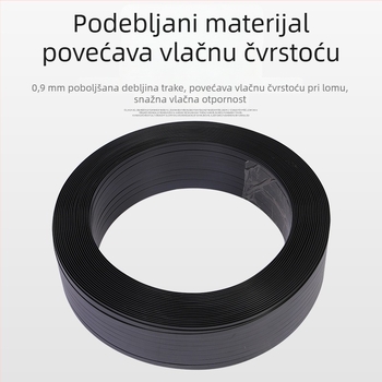 Crna plastično-čelična traka za pakiranje, pletena, topljiva za pakiranje