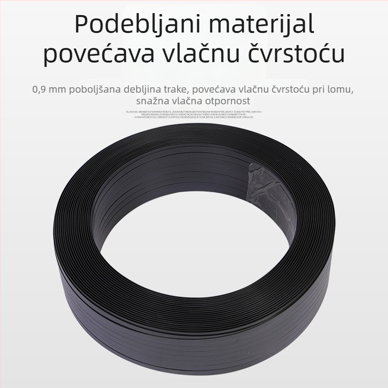 Crna plastično-čelična traka za pakiranje, pletena, topljiva za pakiranje