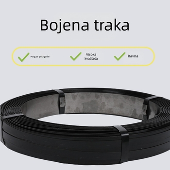 32 mm obojena čelična traka za pakiranje, antikorozijska, crni završni sloj, visoka čvrstoća 850 MPa