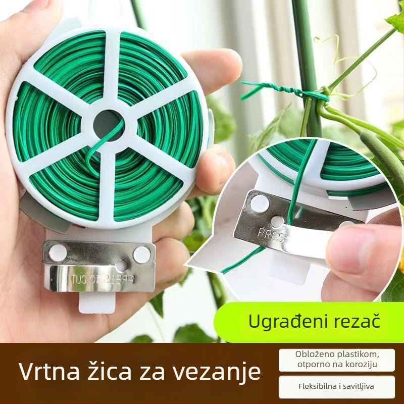 Vrtni alat za vezivanje s plastificiranom željeznom žicom za penjačke biljke i rešetke