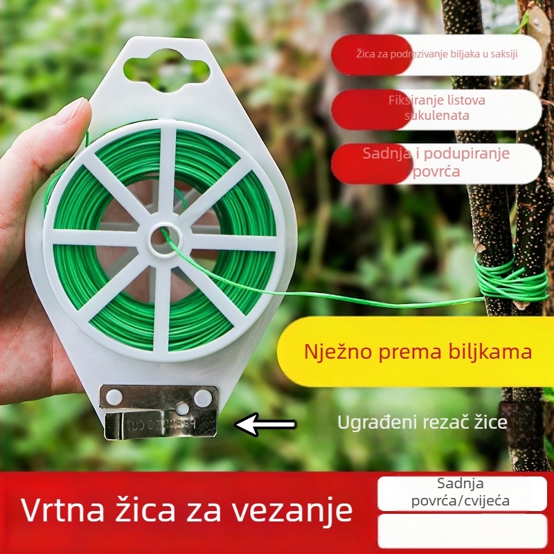 Plastično-pokriveni žice vezovi s rezačem za ruže i penjače, učvršćivanje i oblikovanje potpornih okvira za cvijeće.