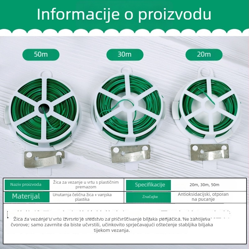 Vrtni alat za vezivanje žicom s plastično premazanom željeznom žicom, automatsko rezanje