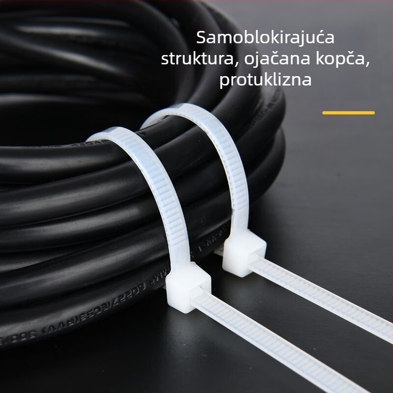 Deli samouzavršavajuća najlon kabelska vezica DL9446, bijela/crna