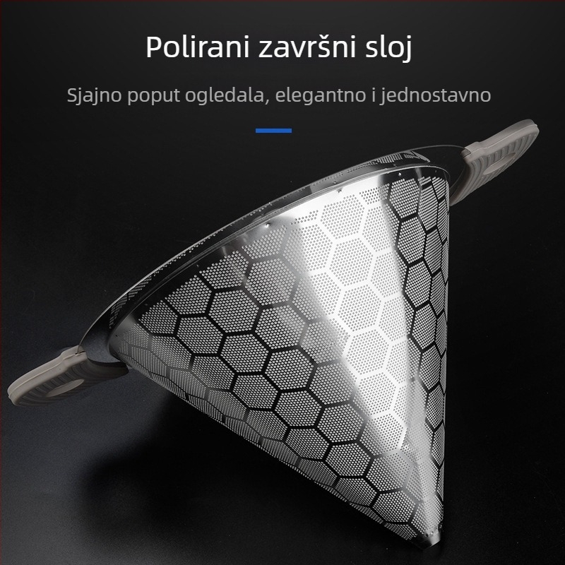 Nehrđajući čelični veliki filter za čaj, za mliječni čaj i sojino mlijeko, konusnog oblika, 304, dvostruka drška