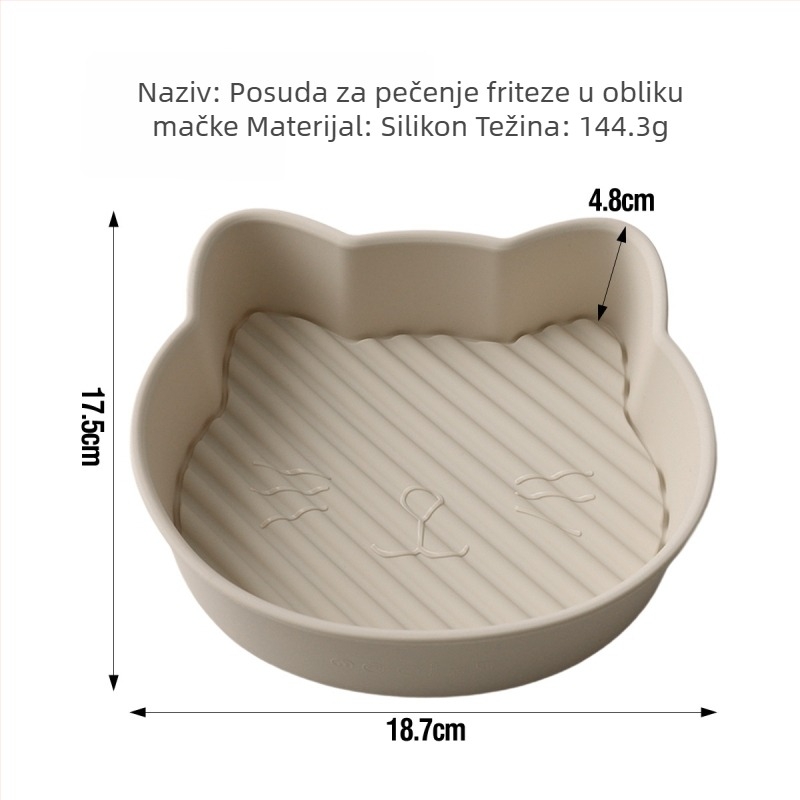 Pribor za air fryer: silikonska tepsija za pečenje, silikon kalup za tortu u obliku mačke, višenamjenska kutija za pohranu s poklopcem