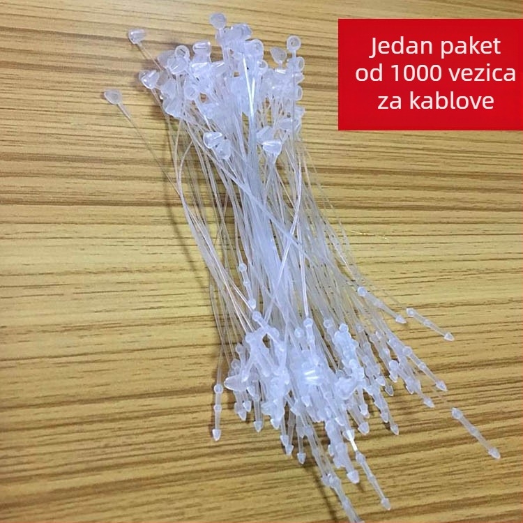 Pakiranje oko 1000 bijelih plastičnih zip-veza za kablove, dužine 9 cm
