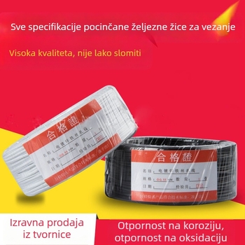PVC-pokrivena galvanizirana žica za pričvršćivanje, kabelske stezaljke, promjer 0,45–1,5 mm, crna ili bijela