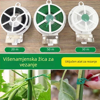 Zelena vrtna žica za pričvršćivanje ruža i penjačica, bez oštećenja biljke, pogodna za cvjetne aranžmane.