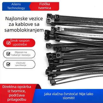 Samozatezajući najlonski kabelski kaiš s plastičnim napinjačem, snažno učvršćivanje, crna kopča