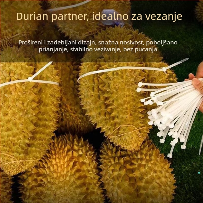 Trake za durijan, produžene najlonske trake sa samozaključavajućim mehanizmom, 0.5 mm, najlon 66, za vezanje biljaka