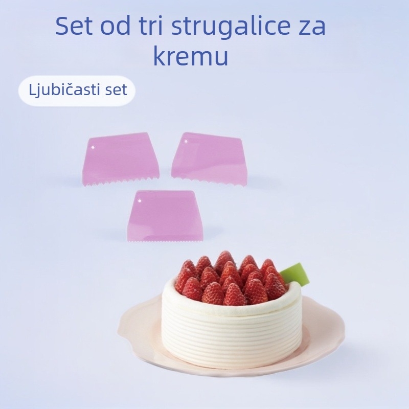 Plastični trodjelni set za ukrašavanje torti s trapezoidnim malim, velikim i okruglim zubima – alat za pečenje