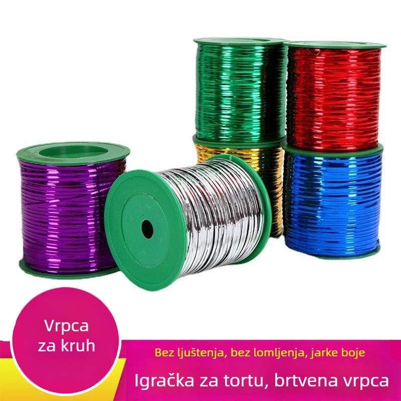 Rolne zatvarače vezice, zlatne i srebrne žice, šarene vezice za pakiranje pekarskih i poljoprivrednih proizvoda; širina 4 mm, debljina 1,2 mm, PET-Željezna žica u kompozitu