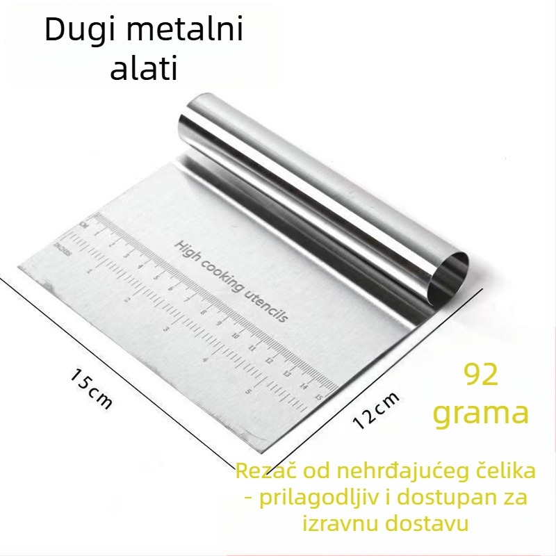 Nerđajući čelični rezač brašna za kućnu upotrebu s mjernom skalom; nerđajuća spatula za tijesto za kolače i rižine rezance; alat za pečenje