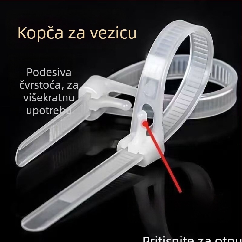 Otpuštajuće najlonske zip-veze za kablove s kopčom, 4×150 mm, plastične veze za kablove
