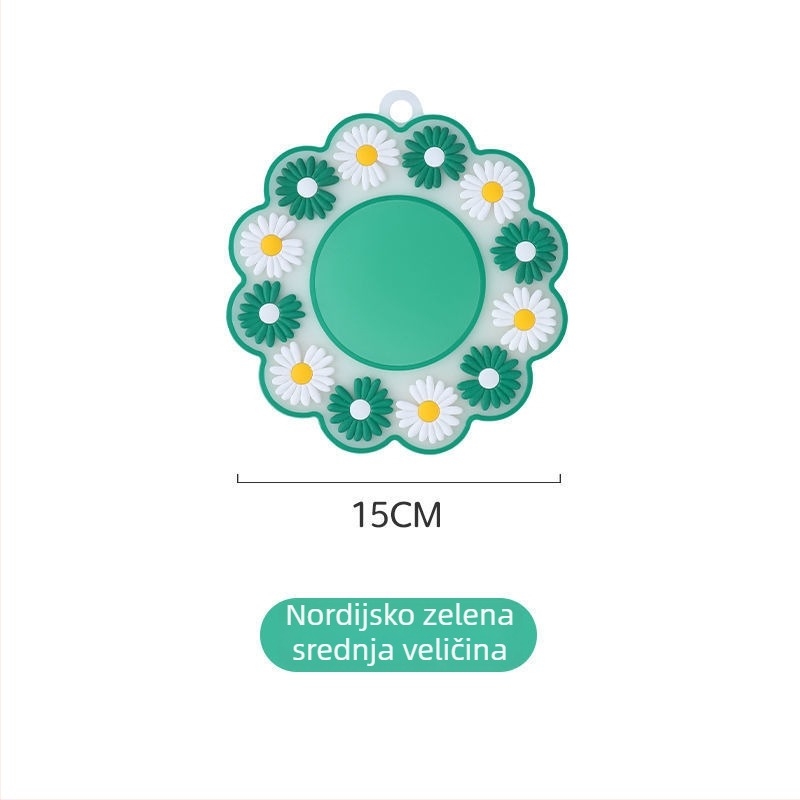 Okrugla izolacijska podloga za stol s cvjetnim uzorkom, protuklizna, otporna na visoke temperature; za tanjure, čaše i posude; PVC, ekstra debela
