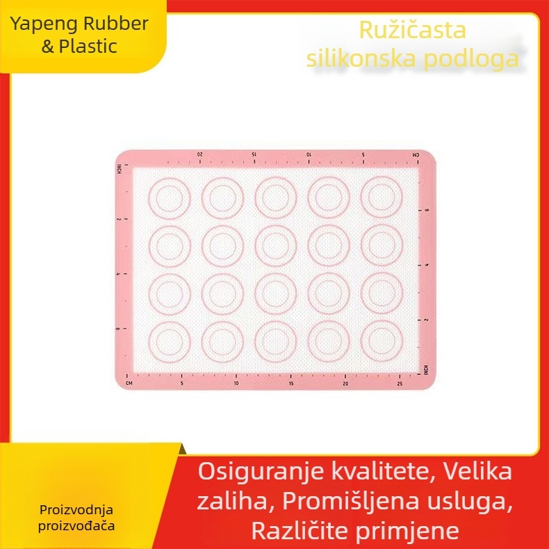 Ružičasta silikonska podloga za pečenje, prehrambene kvalitete, za macarons i kekse
