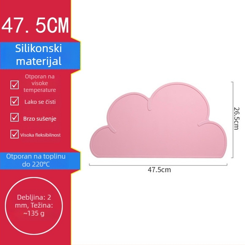 Silikonska podložnica u obliku oblaka, toplinska izolacija, prehrambene kvalitete silikona, vodoodporna i protuklizna, kuhinjska podloga za tanjure i posuđe
