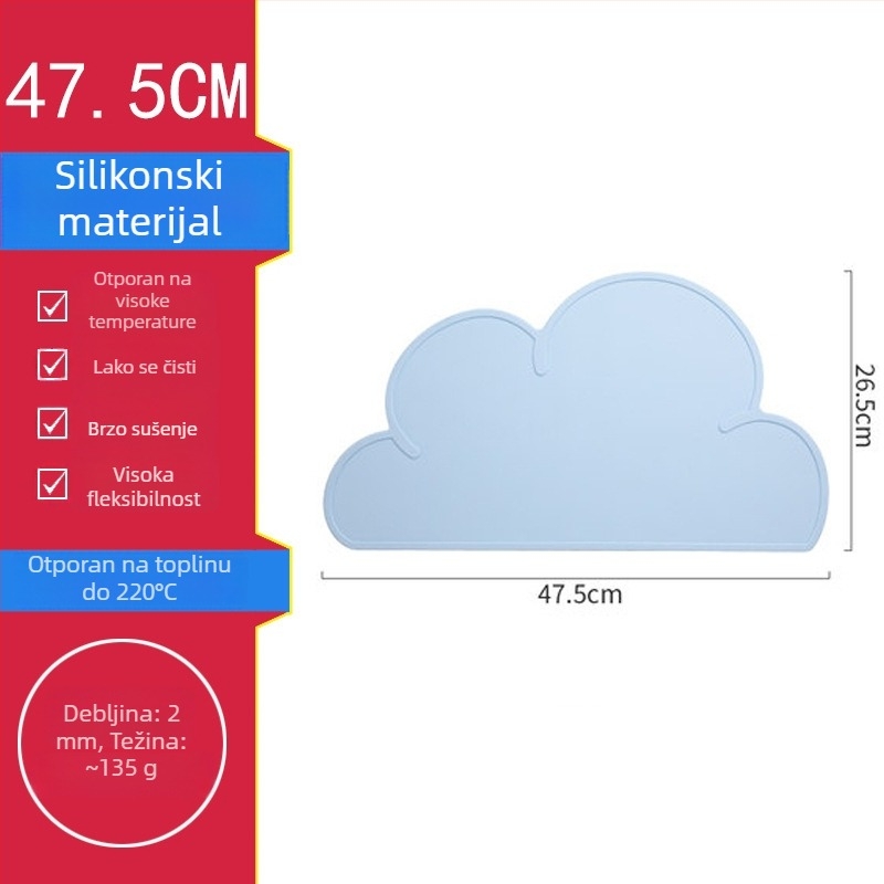 Silikonska podložnica u obliku oblaka, toplinska izolacija, prehrambene kvalitete silikona, vodoodporna i protuklizna, kuhinjska podloga za tanjure i posuđe