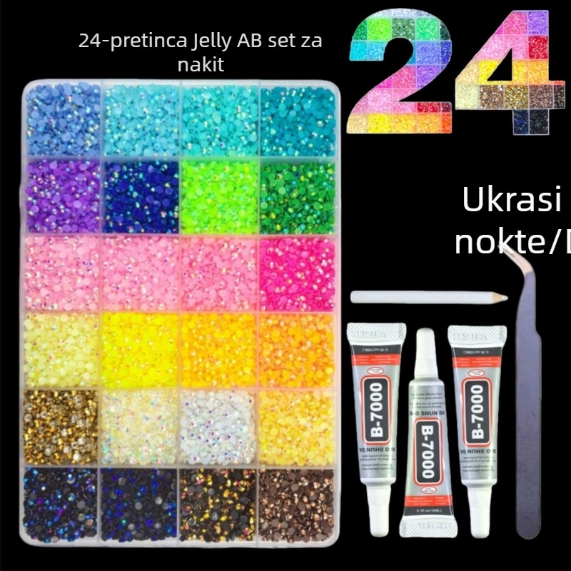 Set kristala za nokte 3/4/5 mm, 40 boja, velika kapaciteta, AB kristali od smole za DIY nakit