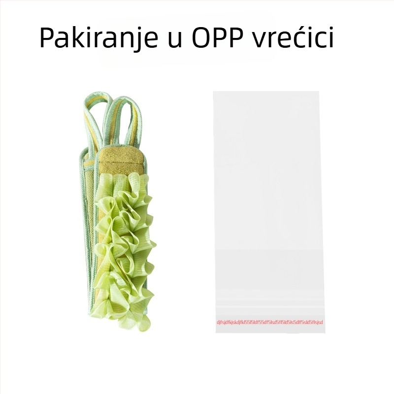 Stražnji exfolirajući ručnik sa trakama za izvlačenje — snažno trljanje, kožu ne ozljeđuje; dva u jedan: kupalni cvijet i pjena