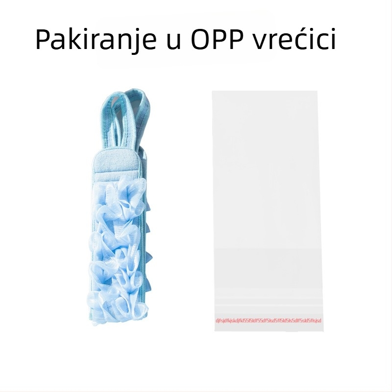 Stražnji exfolirajući ručnik sa trakama za izvlačenje — snažno trljanje, kožu ne ozljeđuje; dva u jedan: kupalni cvijet i pjena